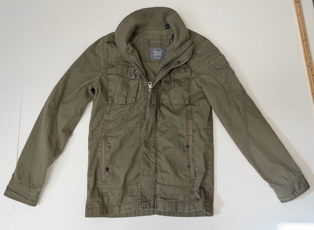 Men’s Size Small BKE Military “Drifter” Style Cargo Jacket 100% Cotton - Green
